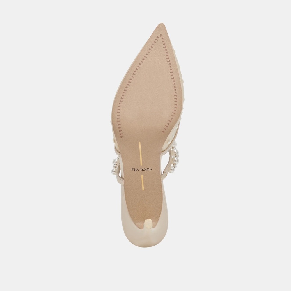 New Dolce Vita Katik pearl heels ivory mesh bridal mule wedding heels shoes - Picture 15 of 15